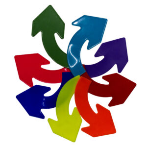 Bodenmarkierung gebogener Pfeil